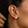 Square Gold Hoop Earrings with Zirconia – 18K Gold Plated Pavé Huggie Hoops